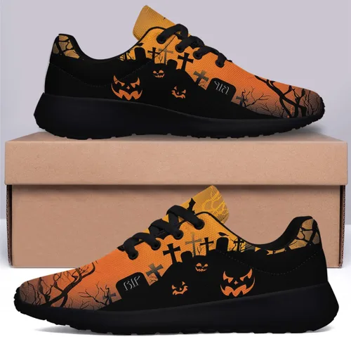 Vista 6 de Sonzj-II Divertidos zapatos de Halloween para hombres y mujeres, tenis deportivos transpirables y casuales