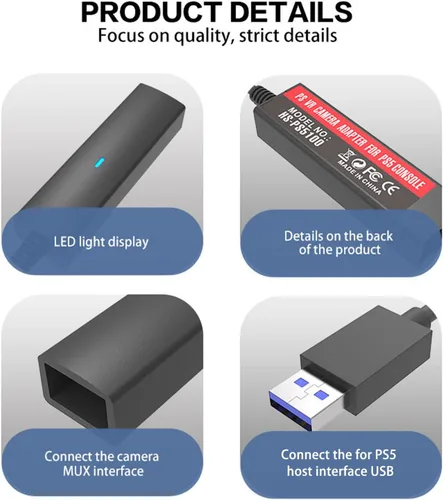 Vista 2 de Tangxi Adaptador PSVR para PS4PS5, PS4 cámara a PS VR convertidor cable compatible con consola PS5, USB3.0 Plug and Play VR juegos accesorios