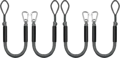 Vista 8 de Cuerda de amarre elástica de 3 pies para línea de acoplamiento con clip de acero inoxidable, accesorios para barcos, 2 unidades (verde, 3 pies)