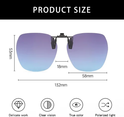 Vista 2 de YAMEIZE Gafas de sol polarizadas sin montura con clip, gafas redondas antirreflejos, protección UV, abatibles, para hombres y mujeres, conducen al