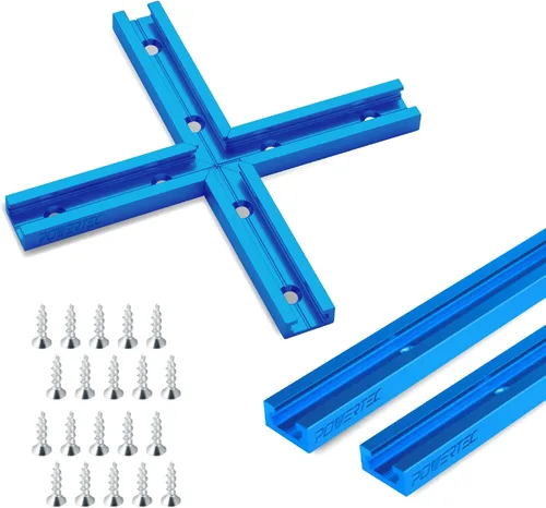 Vista 20 de POWERTEC 72080 Kit de intersección de pista en T de 3 pulgadas, 2 juegos con tornillos para madera y kit de 16 piezas de perilla de pista en T que