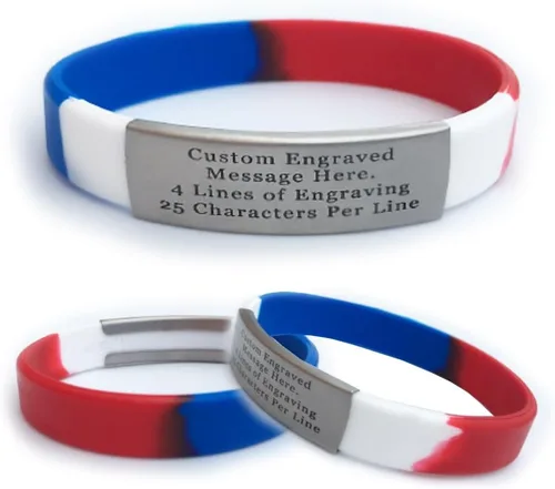 Vista 13 de Medical ID Bracelet Custom Engraved – Emergency Medical Alert Bracelet for Men & Women – Personalized Medical ID Bracelet Waterproof Silicone & Negro