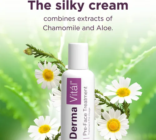 Vista 4 de DermaVital Preface Treatment by DermaWand - Crema hidratante facial, crema antienvejecimiento con manzanilla y aloe, reduce la apariencia