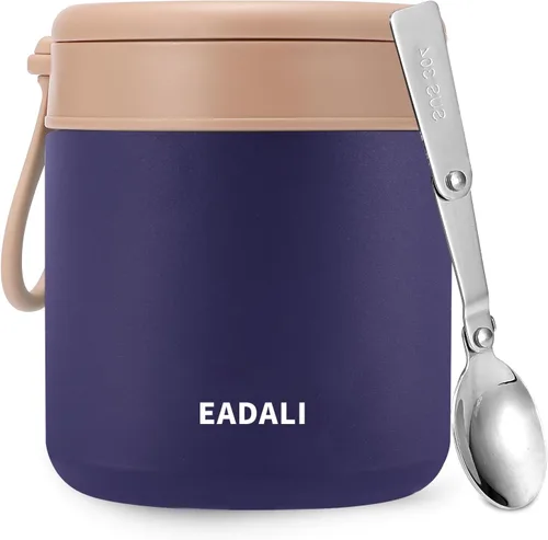 Vista 7 de Eadali Tarro de comida para niños de 15.2 onzas para comida caliente, contenedor de almuerzo aislado al vacío con interior de acero inoxidable 316