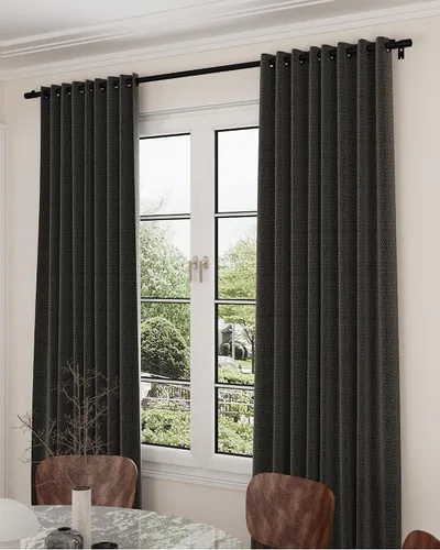 Vista 7 de Barras de cortina para ventanas de 48 a 84 pulgadas, 6/8 pulgadas de diámetro, longitud ajustable, estilo tapa de extremo, barra de cortina Negro