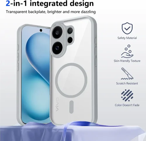 Vista 462 de Funda magnética transparente compatible con Xiaomi 17T, color negro 2 en 1 PC + TPU cubierta de teléfono a prueba de golpes, carcasa protectora