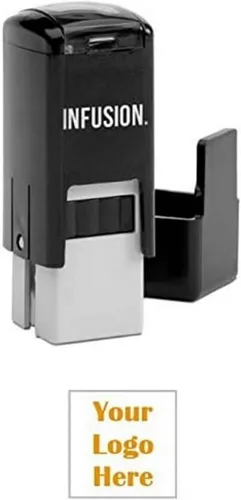 Vista 17 de Infusion Sello de logotipo de goma autoentintado personalizado de 1/2" x 1/2", pequeño, cuadrado, negro