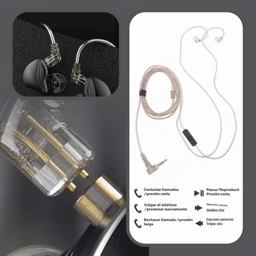 Vista 4 de The Lord of the Tools Cable de repuesto para auriculares C Pin de 0.138 in con micrófono compatible con cable estéreo KZ