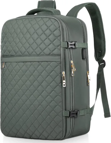 Vista 16 de MOMUVO Mochila de viaje para mujer, mochila de mano aprobada por aerolíneas, mochila para laptop de 15.6 pulgadas con puerto de carga USB, mochila