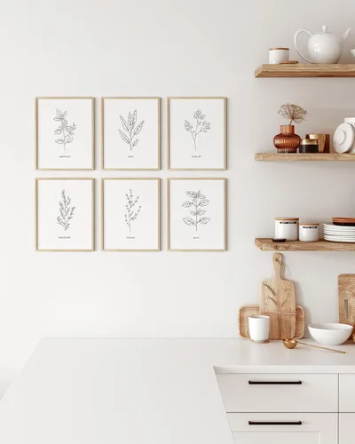 Vista 5 de HAUS AND HUES Pósteres florales y de plantas, juego de 6 impresiones botánicas, arte de pared de flores y plantas, decoración botánica