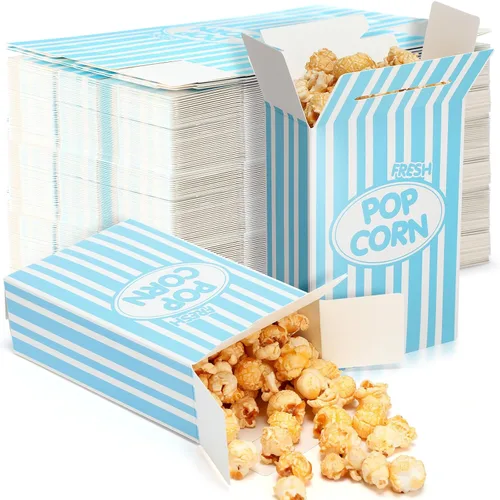 Vista 9 de Xinnun 300 cajas de papel para palomitas de maíz, 1 onza, a prueba de aceite, desechables, a rayas, contenedores, soportes de papel a prueba