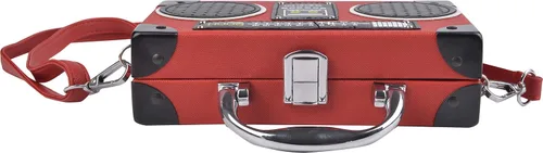Vista 6 de QZUnique Bolso de hombro en forma de cinta con grabador de radio PU Crossbody bolso de noche retro para mujer, bolso de mano