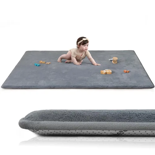 Vista 10 de Tapete de juego ultra suave para bebé, tapete redondo de espuma elástica de 1.3 pulgadas de grosor de 47 pulgadas para niños pequeños, parte trasera