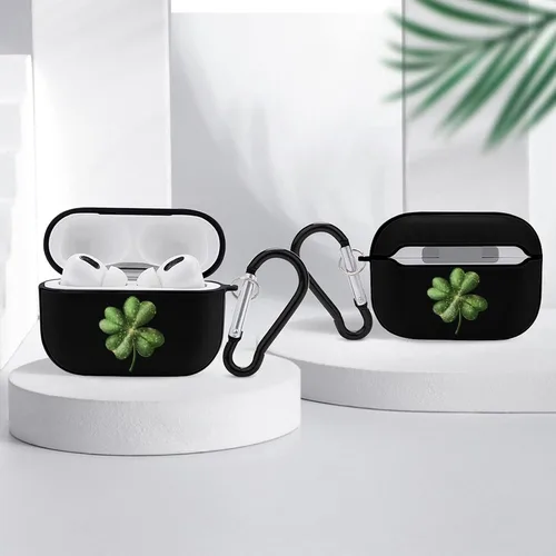 Vista 4 de Leaf Clover St-Patrick's-Days Shamrock Case Cover Compatible with Airpods Pro PC Protective Case with Keychain