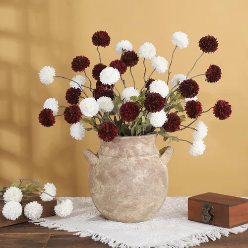 Vista 11 de DuHouse 6 piezas de flores artificiales de seda sintética pompón mamá