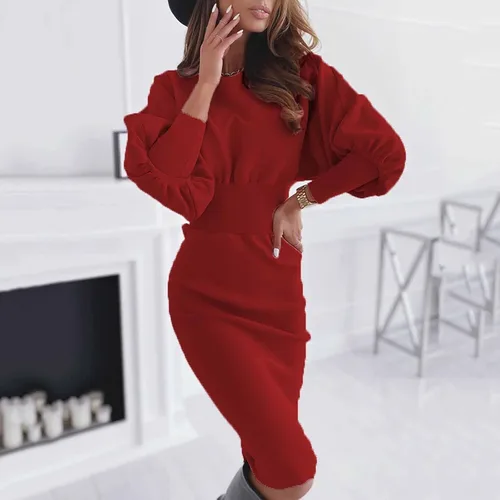 Vista 2 de Vestidos de mujer a la moda, casual, de invierno, para mujer, manga larga, para fiesta de noche, mini vestido