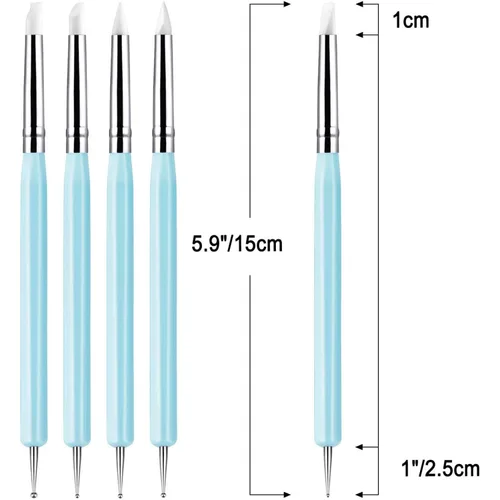 Vista 3 de 10 Uds. Blue Dental Resina Pinceles, Herramienta de Escultura de Arcilla de Silicona Herramienta de Modelado Dotting Tool