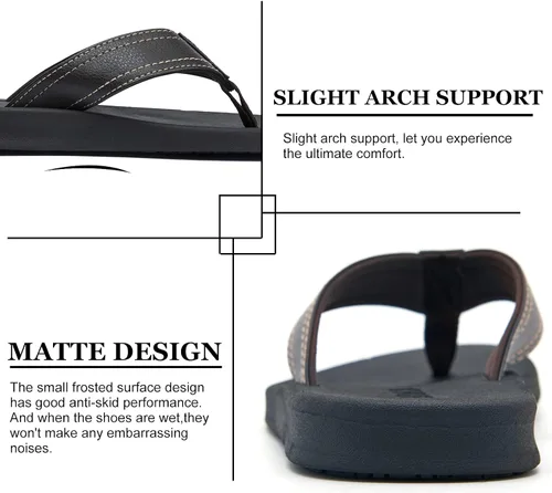 Vista 4 de ADAX Sandalias de cuero cómodas para hombre, antideslizantes, con cojín deportivo para playa, sandalias de tanga