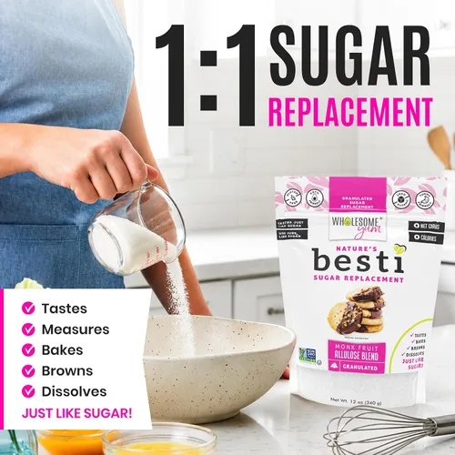 Vista 7 de Wholesome Yum Besti - Sustituto natural de azúcar, mezcla de edulcorante de fruta de monje granulada cetogénica con alulosa (sin eritritol), sin