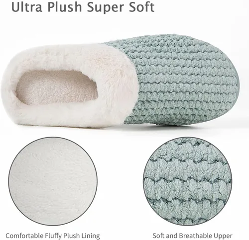 Vista 4 de YALOX - Pantuflas para mujer, cálidas, de espuma viscoelástica antideslizante, cómodas, de algodón para usar en el hogar, dormitorio, interiores