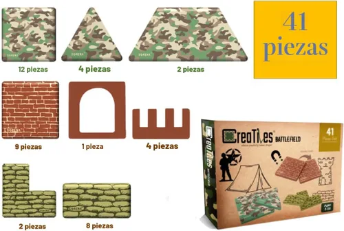Vista 9 de Bloques de Construcción de Azulejos Magnéticos con Base de Campo de Batalla Militar - Juego con Temática de Guerra del Ejército para Construcción