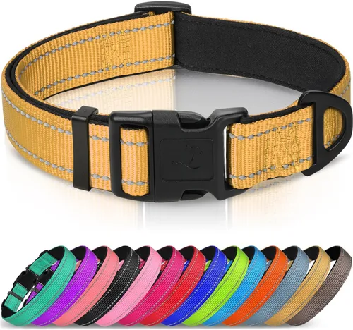 Vista 15 de Joytale - Collar reflectante para perro, collar de nailon transpirable con acolchado de neopreno suave para mascotas, ajustable para cachorros