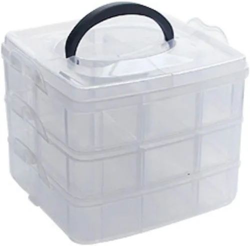 Vista 8 de HomDSim Washi - Organizador de caja de cinta, contenedor de armario divisor, con 30 compartimentos ajustables, transparente, cinta adhesiva
