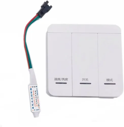 Vista 2 de Controlador de tira de píxeles LED DC12-24 Controlador de botón RF para WS2811 Correr agua que fluye la luz de tira de carreras de caballos