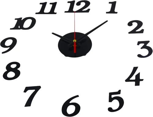 Vista 4 de Reloj de pared DIY, funciona con pilas, cuarzo 3D sin marco, 8-15 pulgadas, negro, grande No.
