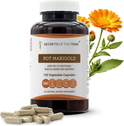 Vista 6 de Secrets of the Tribe Pot Marigold 60 Cápsulas, 1000 mg, Caléndula (Caléndula Officinalis) Flor Seca (60 Cápsulas)