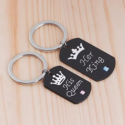 Vista 3 de Regalos para pareja, novio, novia, aniversario, cumpleaños, regalos para parejas, para ella, rey, su reina, llaveros a juego para parejas, regalos