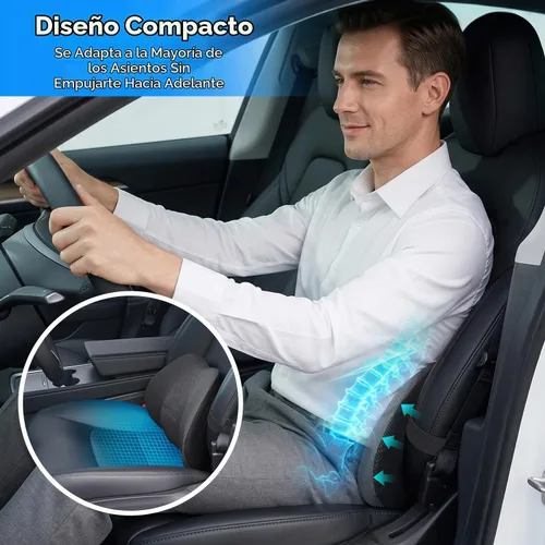 Vista 6 de Almohada de apoyo lumbar para automóvil, cojín de espuma viscoelástica para aliviar el dolor de espalda baja, soporte ergonómico para asiento