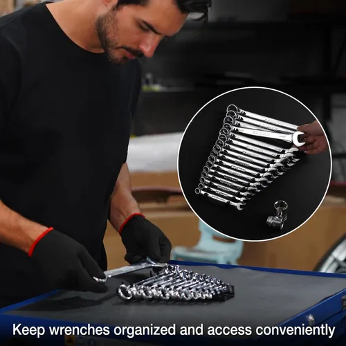 Vista 7 de ALOANES Organizador de llaves de plástico ABS de 64 ranuras, organizador de llaves colgantes estándar para caja de herramientas y pared, compatible