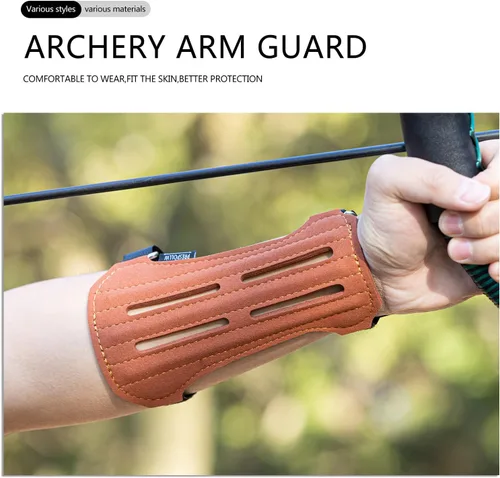 Vista 6 de Protector de brazo de tiro con arco - Protector de antebrazo transpirable y duradero con correas ajustables para tiro con arco, caza y deportes al