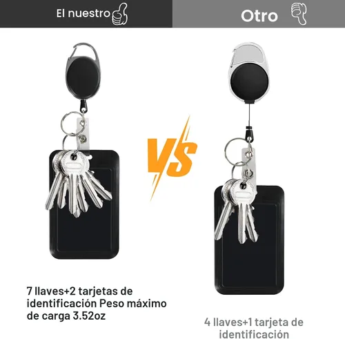 Vista 4 de Soporte retráctil para tarjetas de identificación con cordón separable, carrete de credencial resistente, llavero desmontable, soporte para tarjetas