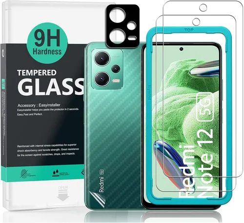 Vista 9 de Ibywind Paquete de 2 protectores de pantalla para Redmi Note 12 Pro 5G/Pro+/Pro Plus 5G (6.67 pulgadas) + 1 protector de lente de cámara + 1