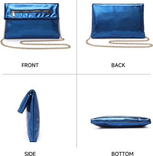Vista 4 de Bolso de mano para mujer, bolso de noche con correa de cadena, sobre de moda, bolso cruzado de boda formal