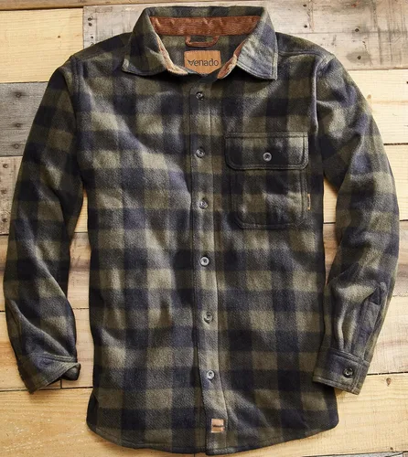 Vista 2 de Venado - Camisas de vellón con cuadros escoceses para hombre, suaves y pesadas