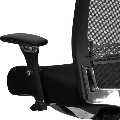 Vista 7 de Flash Furniture HERCULES Series 24/7 Uso Intensivo 300 lb. Silla de oficina ergonómica multifunción de malla negra con deslizador de asiento