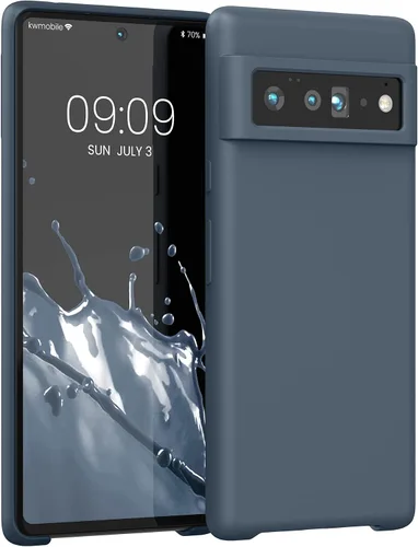 Vista 103 de kwmobile Funda Compatible con Google Pixel 6 Pro - Funda de teléfono de silicona TPU con acabado suave - Azul Arrecife