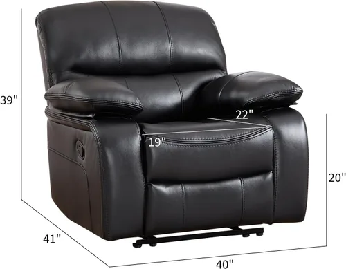 Vista 2 de EBELLO Americana - Silla reclinable manual de piel sintética, sofá reclinable individual minimalista con reposapiés, reposacabezas y reposabrazos