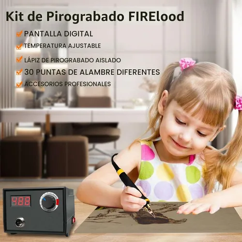 Vista 5 de FIRElood Herramienta de Combustión de Madera, Kit de Pluma de Combustión de Madera 25~750℃, Kit Profesional de Combustión de Madera, con Termómetro