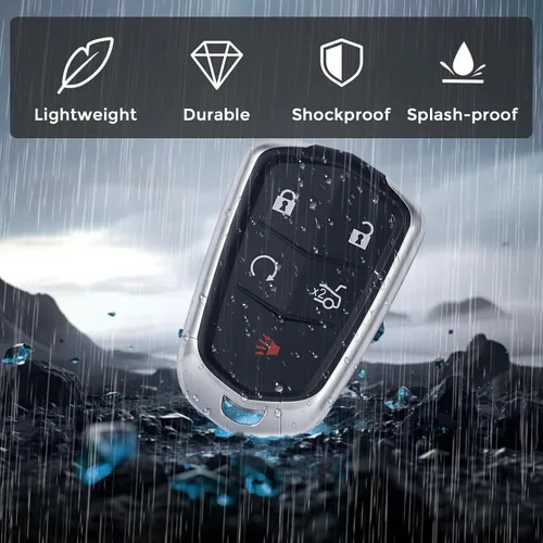 Vista 5 de HelloAuto Funda para llave de coche con entrada sin llave compatible con Cadillac ATS Escalade XTS CTS XT5 2014-2019, para Cadillac CTS Sedán