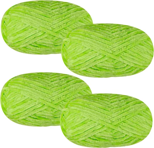 Vista 20 de 4 piezas de 400g de hilo de terciopelo chenilla suave para tejer a ganchillo, hilo esponjoso y cálido para tejer y ganchillo, manualidades DIY Rosa