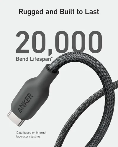 Vista 4 de Anker Cable de carga bio-Briaded, duradero USB A a USB C para Samsung Galaxy Note Series, LG V30 (paquete de 2, 6 pies, negro)
