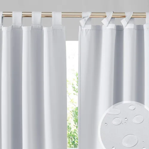 Vista 20 de RYB HOME Cortinas para Exteriores para Patio - 2 Paneles Cortinas para Exteriores Desmontables con Parte Superior Adhesiva Impermeables Opacas