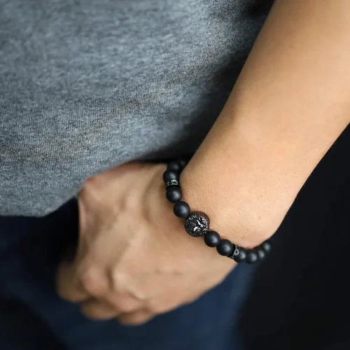 Vista 2 de COAI Pulsera de león con cuentas de piedra para hombres y mujeres, Piedra
