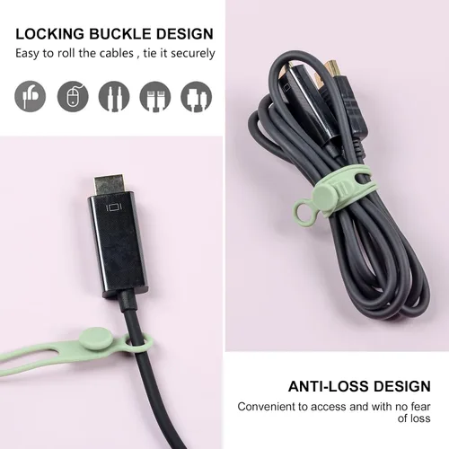 Vista 6 de OneLeaf 30Pcs Organizador de cables, bridas de silicona reutilizables, bridas para electrónica, bridas elásticas multiusos, artículos esenciales