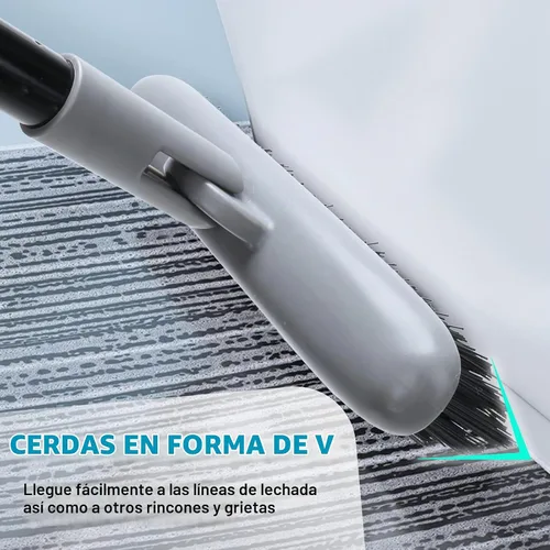 Vista 6 de Cepillo de lechada con mango largo, herramienta limpiadora de azulejos de 49 pulgadas para ducha, fregadora de pisos para limpieza de baño