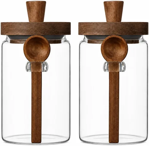 Vista 11 de ANSQU Tarro de vidrio con cuchara, tarro de café de 13.5 oz